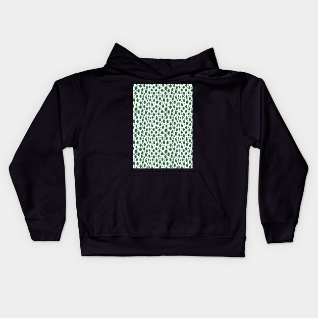 White and Green Spot Dalmatian Pattern Kids Hoodie by Juliewdesigns